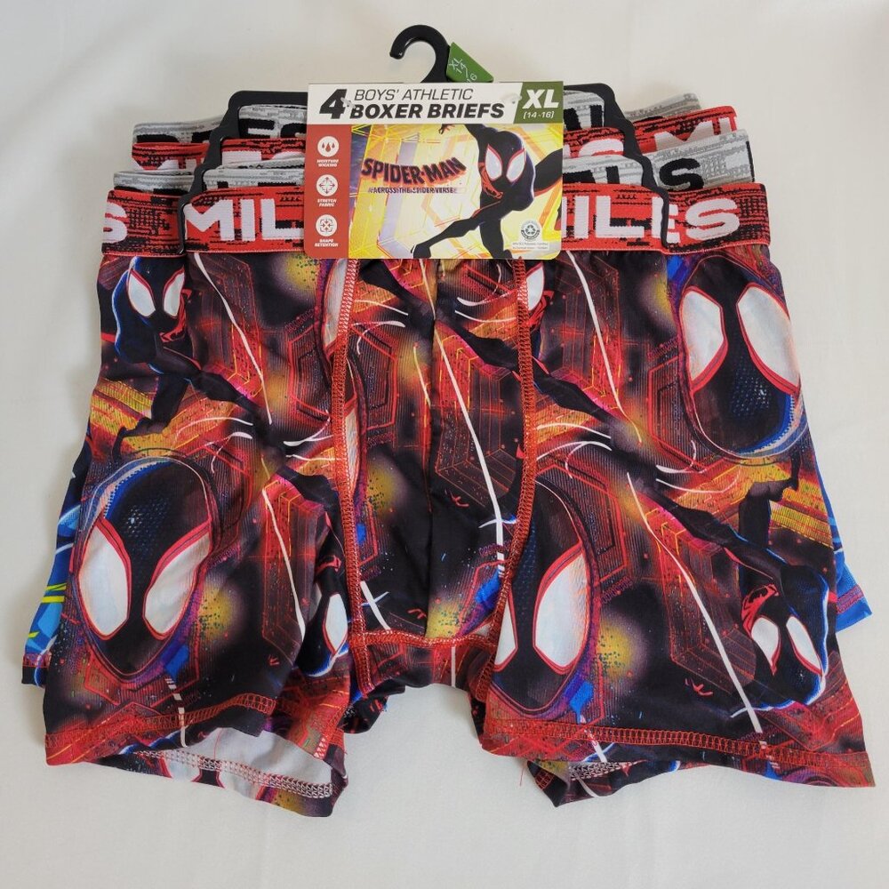 Marvel Spider-man Miles Morales Boys Athletic Boxer Briefs 4-pk XL 14-16 NWT